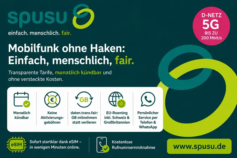Spusu startet in Deutschland mit flexiblen 5G-Tarifen