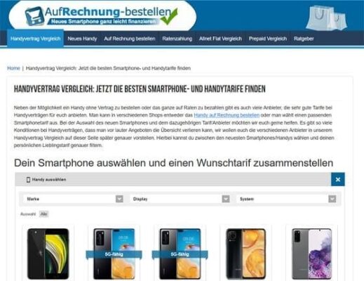 Auf Rechnung Bestellen - Smartphones und Handytarife